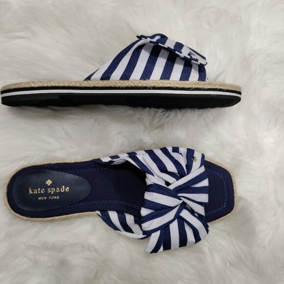Kate Spade New York Caliana Striped Bow Espadrille Slides Sandals Size 10M NWOT - Picture 2 of 11